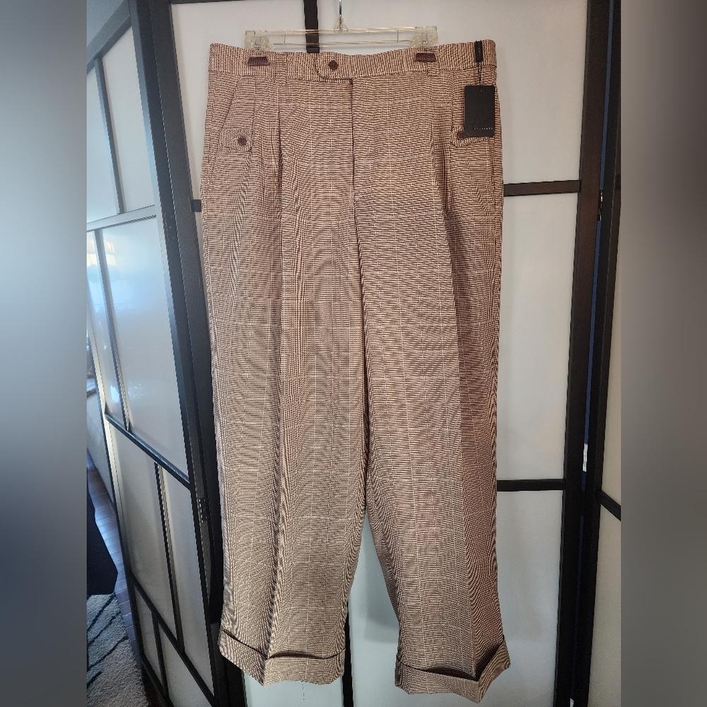 Men's Tan Checkered Pants, NWT SIZE 36